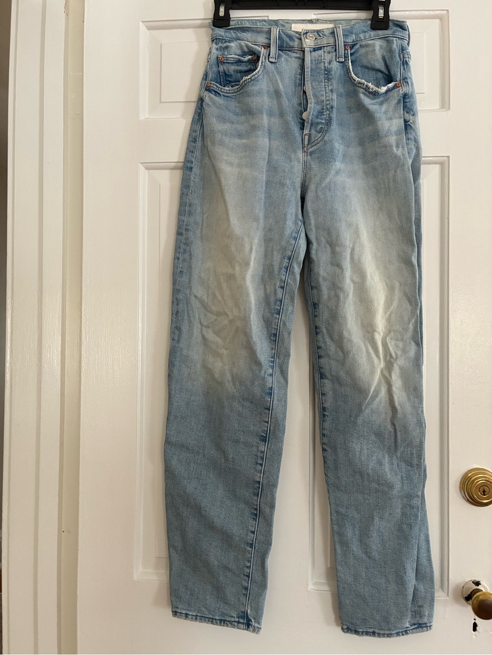 MOTHER Light Blue High-Rise Straight Jeans